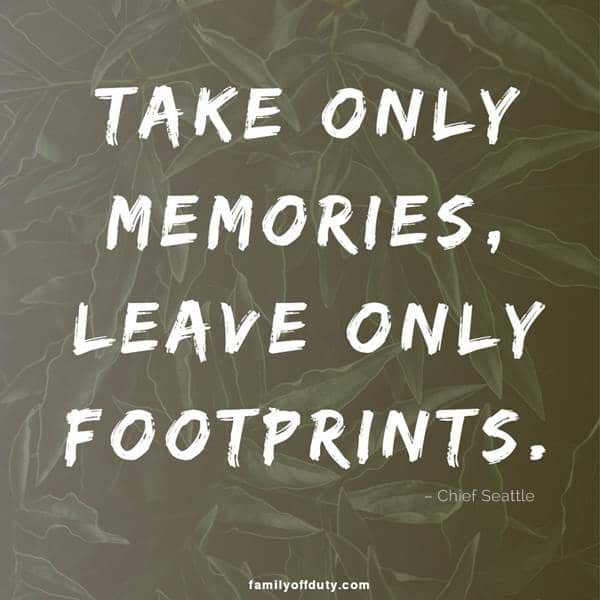 famous travel quotes - take only memories, leave only footprints.