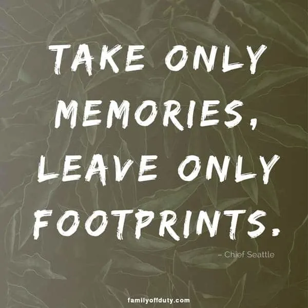 famous travel quotes - take only memories, leave only footprints.