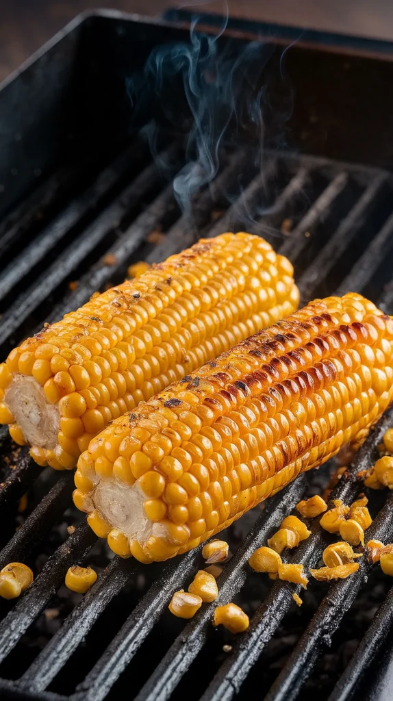 Delicious grilled corn on the cob seasoned with spices