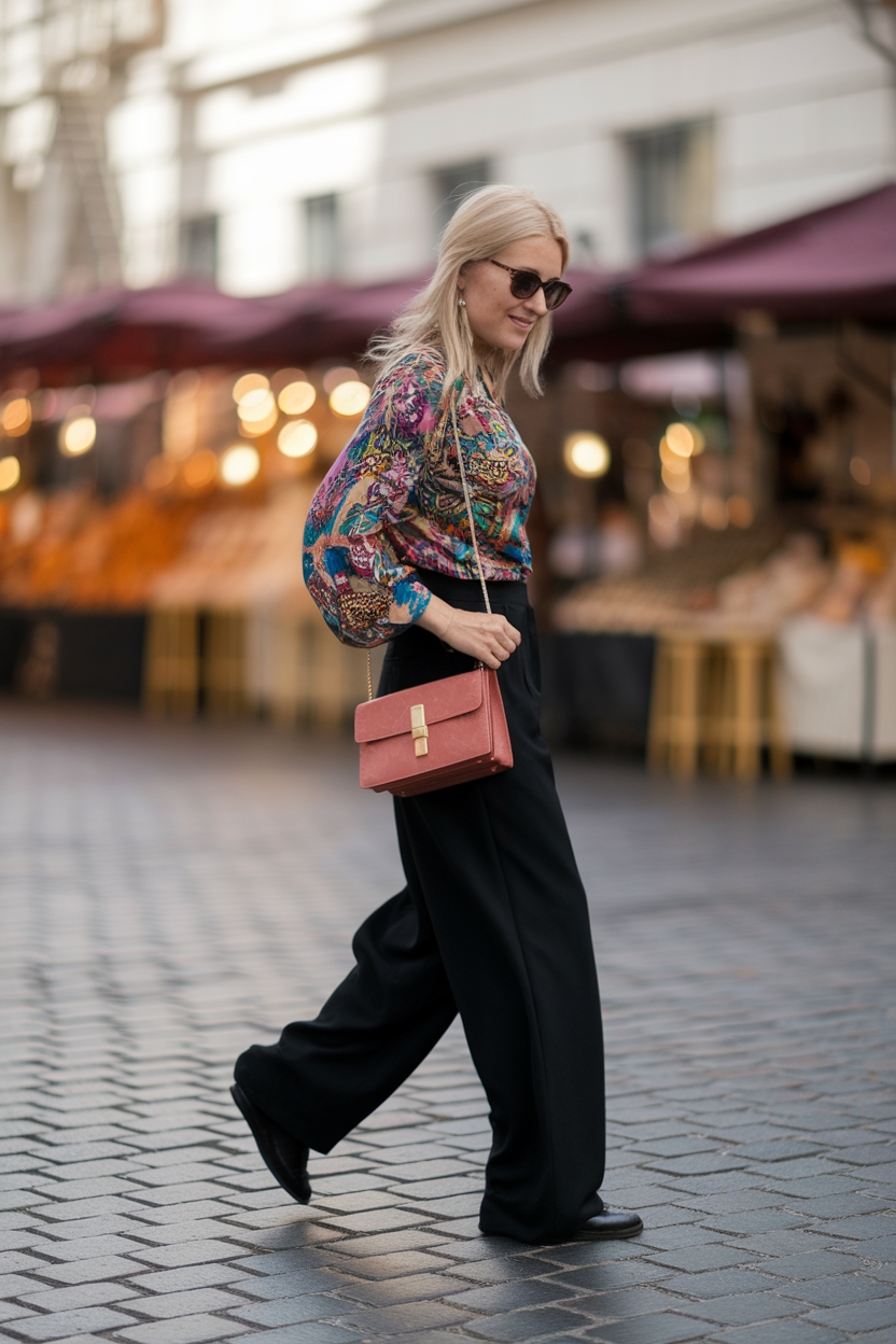 chic black pants ensemble