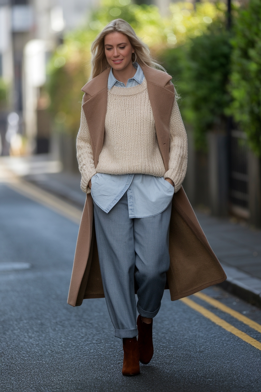 cozy sweater stylish skirt