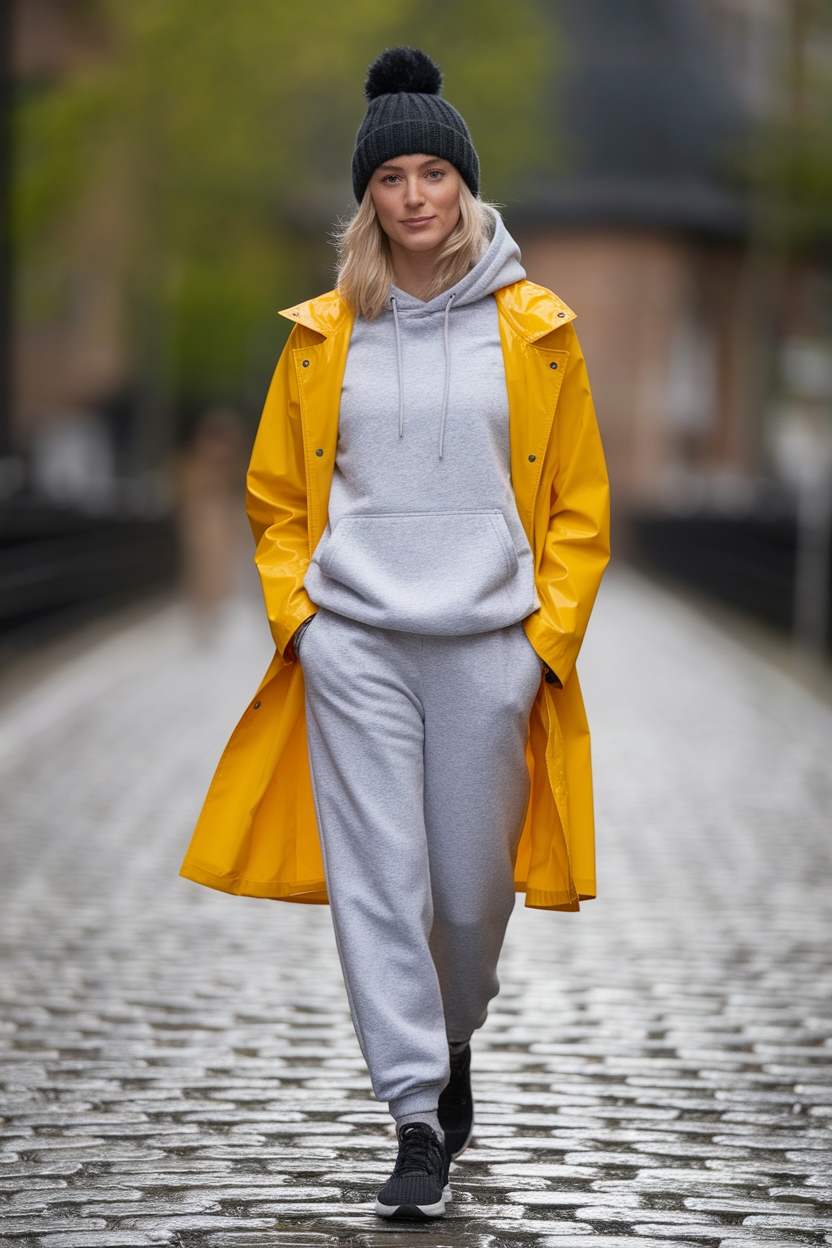 stylish athleisure rain outfit