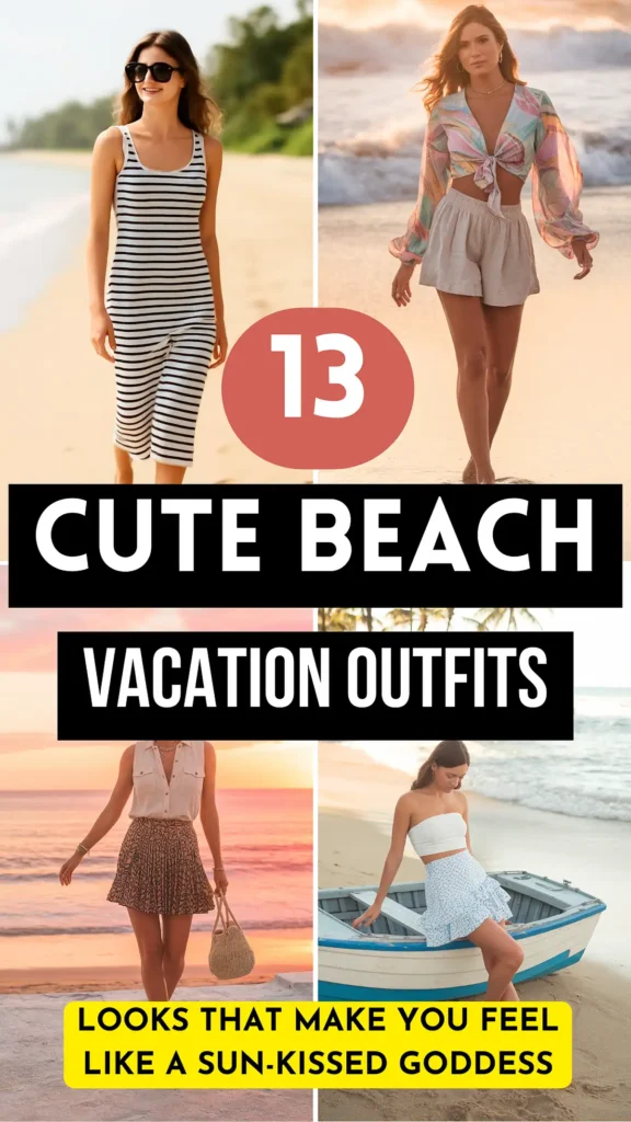 Explore 13 cute beach vacation outfits that make you feel like a sun-kissed goddess, perfect for your seaside getaway.