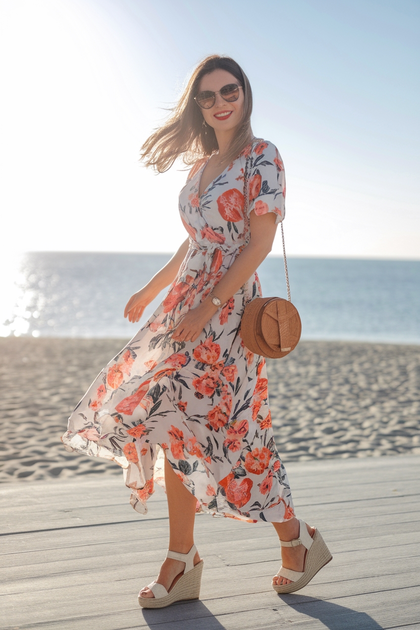floral dress with accessories