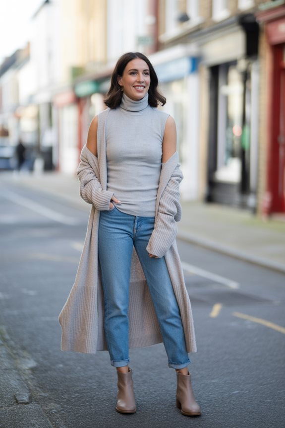 casual layered outfit ensemble