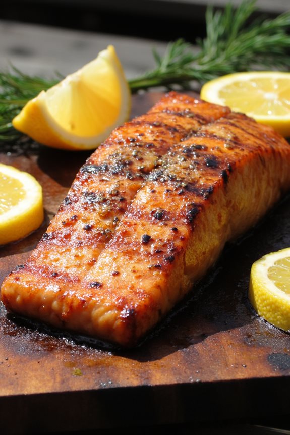 cedar plank grilled salmon