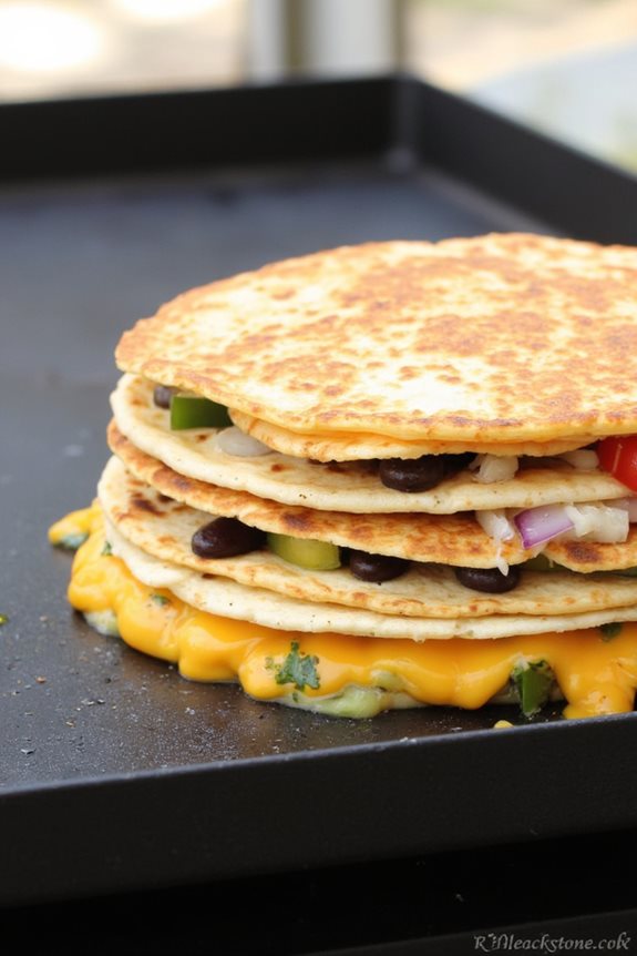 cheesy quesadilla outdoor cooking