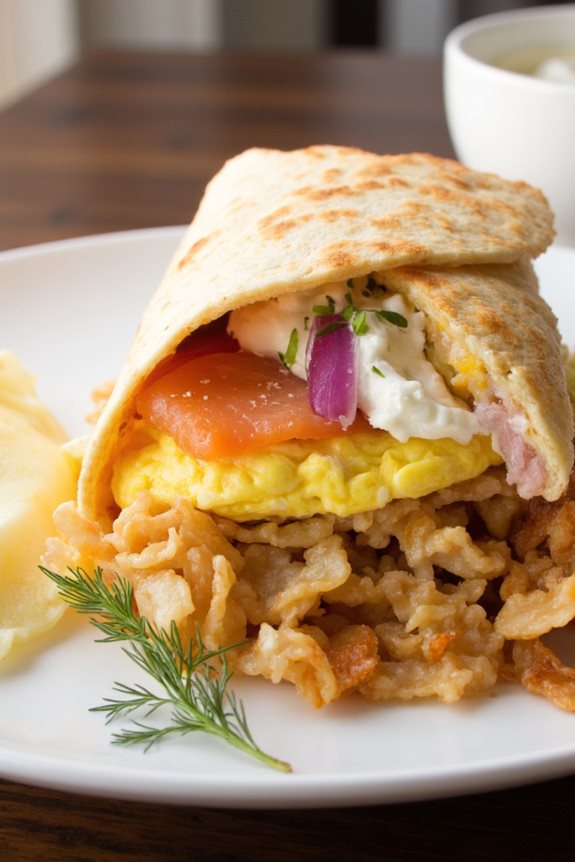 gourmet smoked salmon burrito