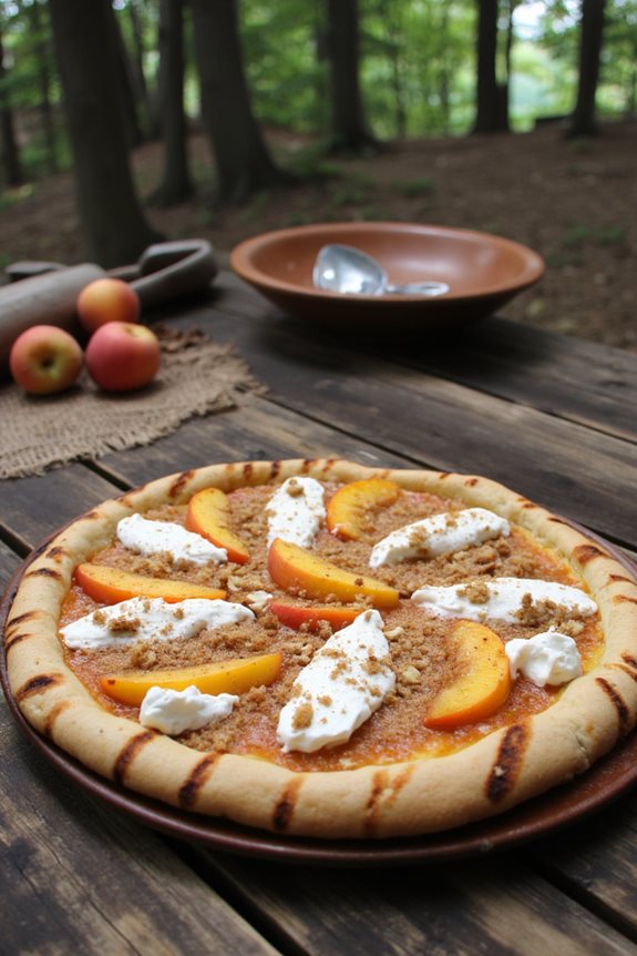 grilled peach dessert pizza
