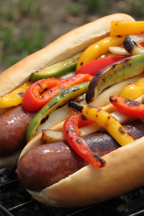 grilled sausages with peppers
