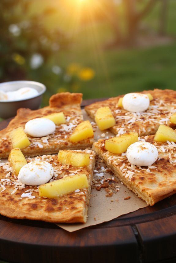 grilled tropical dessert pizza