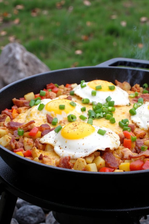 camping meals on blackstone grill, 
hearty campsite breakfast hash