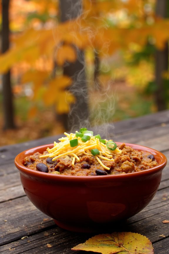 fall camping food, hearty pumpkin chili recipe
