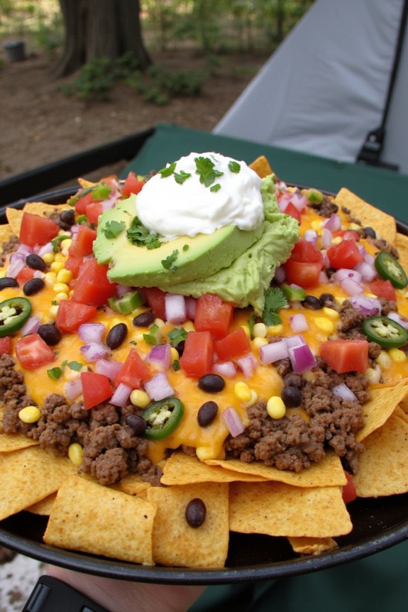 loaded nachos on grill