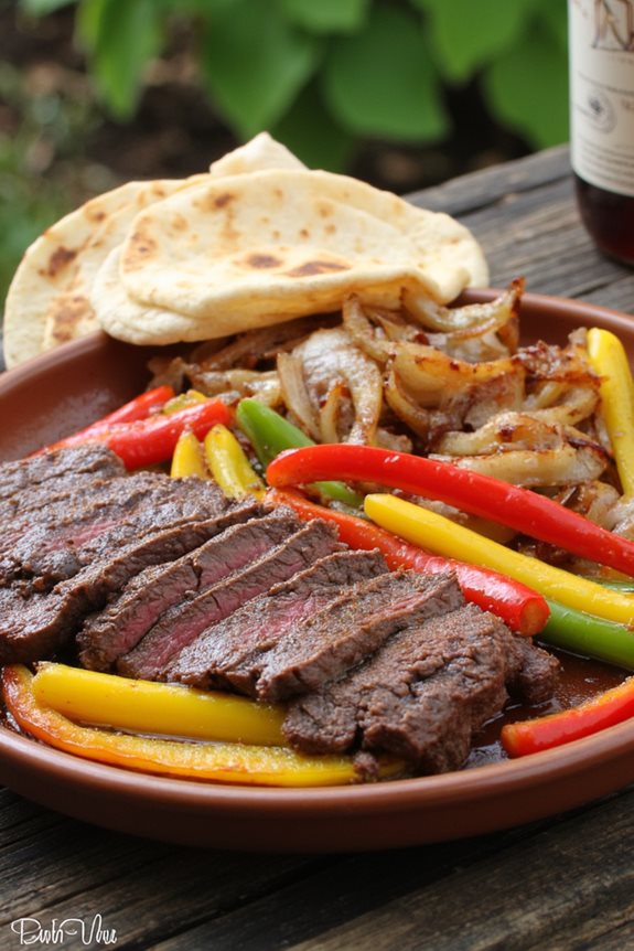 sizzling steak pepper fajitas
