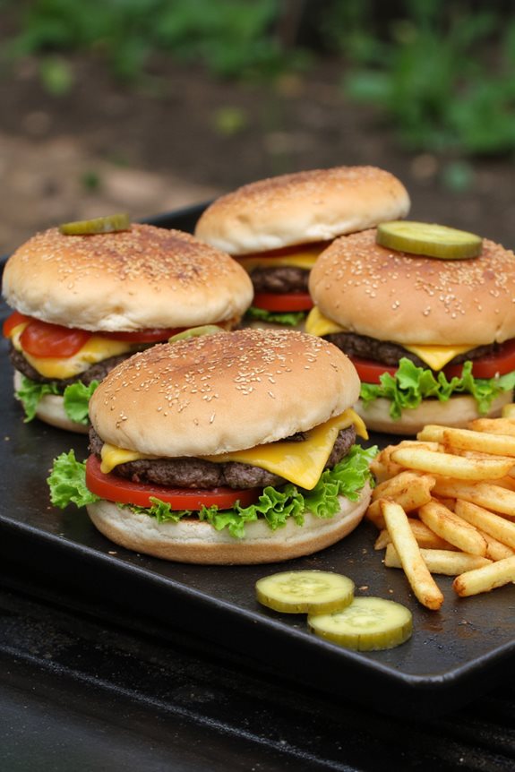 smash burgers with fries