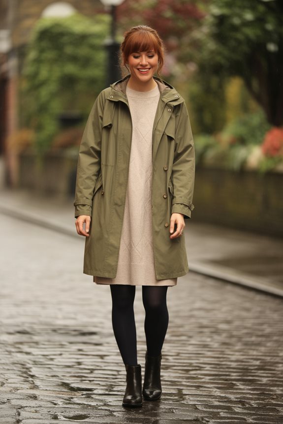 stylish rainy day outfit