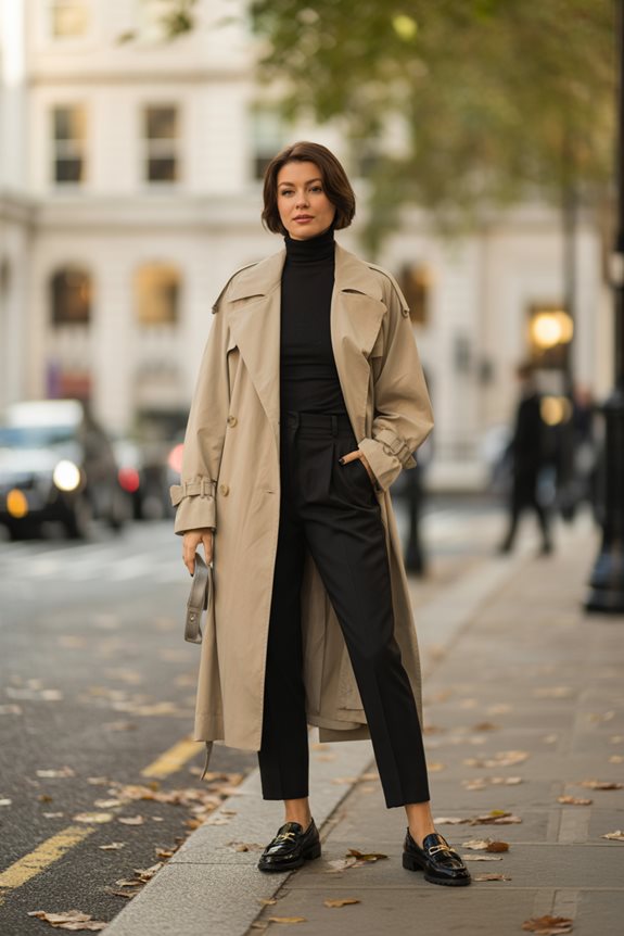 London fall outfits, chic oversized trench outfit