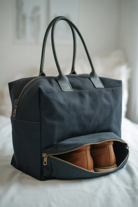 weekender bag with compartment