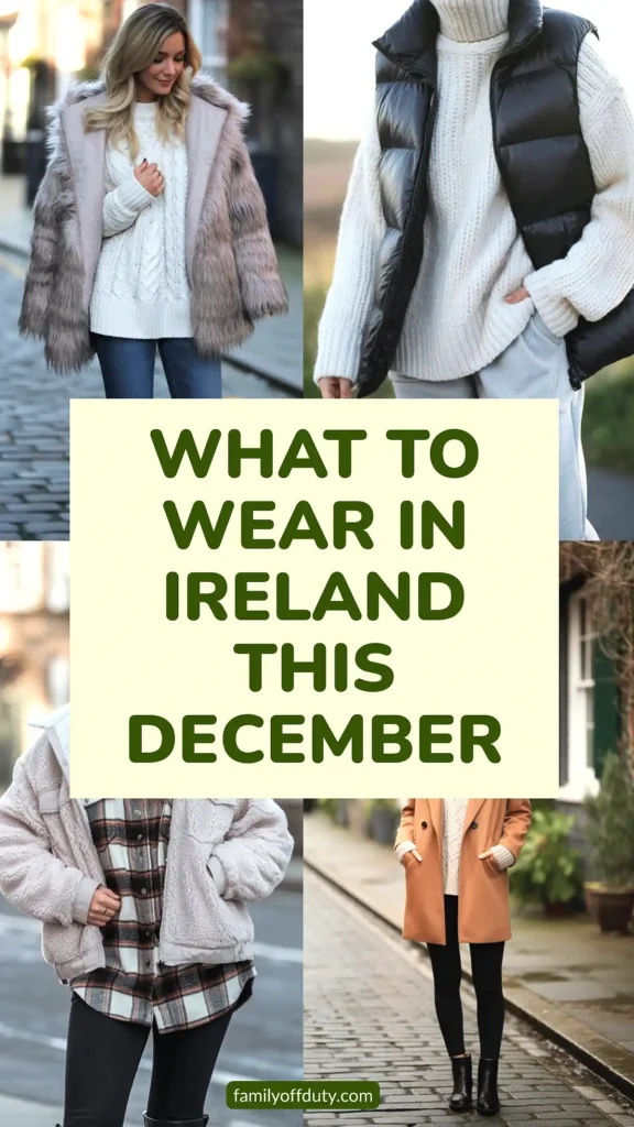 Winter fashion inspiration for Ireland in December featuring cozy sweaters and stylish outerwear.