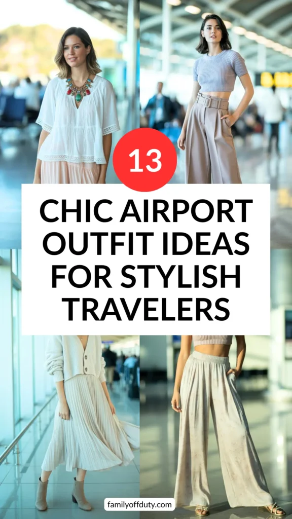 13 chic airport outfit ideas for stylish travelers featuring trendy and comfortable ensembles at the terminal.