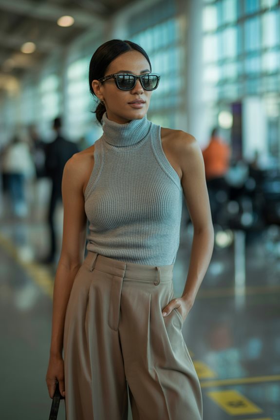 chic airport travel outfit
