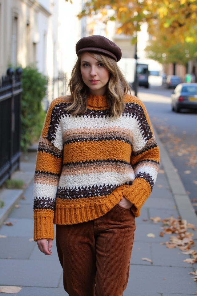 chic knit corduroy beret