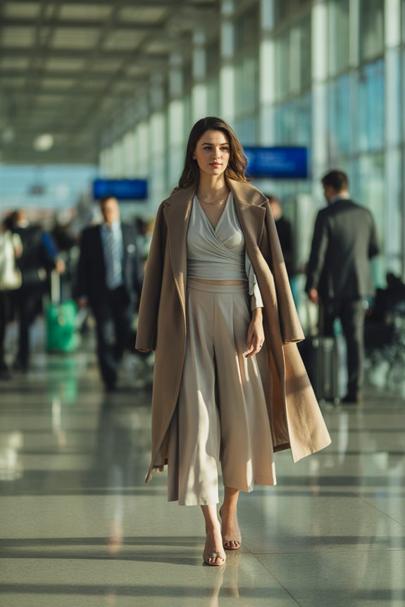 chic layered travel outfit