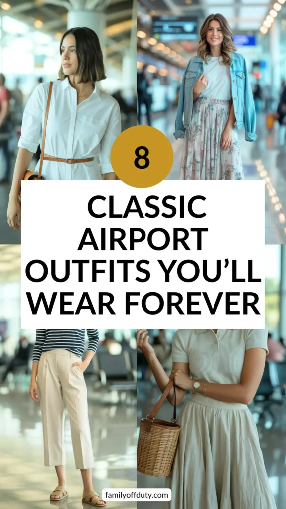 Stylish and timeless airport outfits in a modern travel guide. Fashionable attire for seamless journeys.