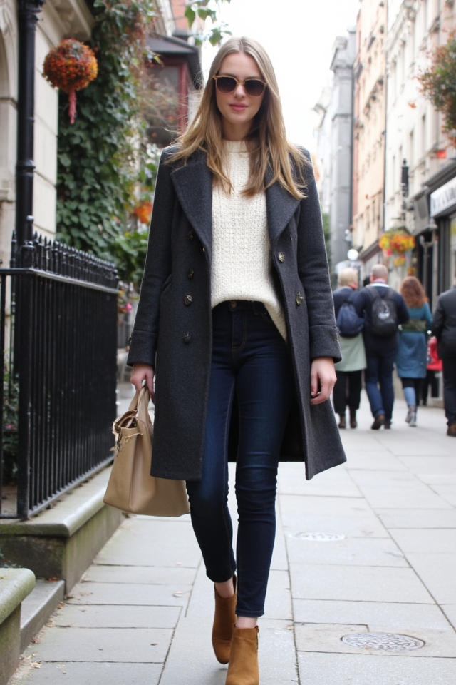 cozy chic rainy outfit