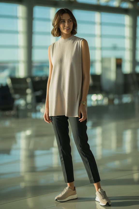 stylish airport travel outfit