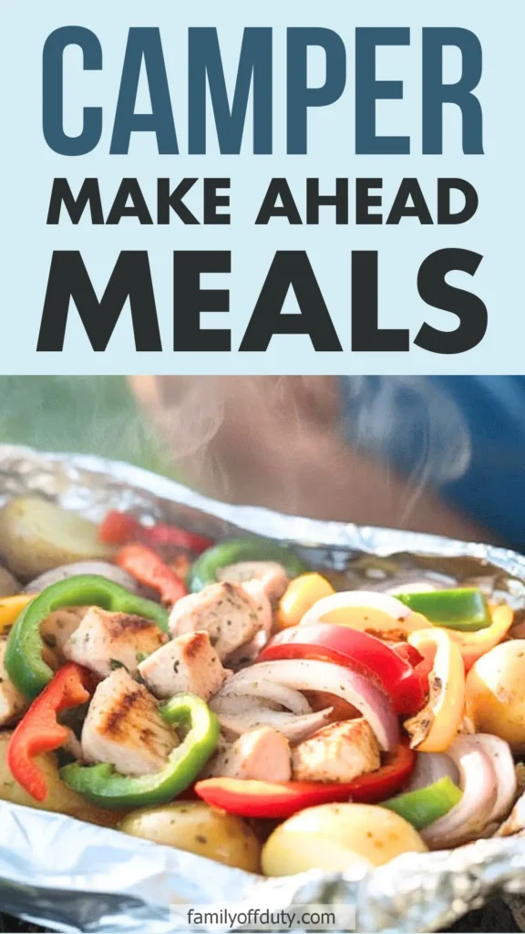 camper make ahead freezer meals, Camper meals: Colorful foil packet of grilled chicken, peppers, and potatoes. Perfect make-ahead camping food.