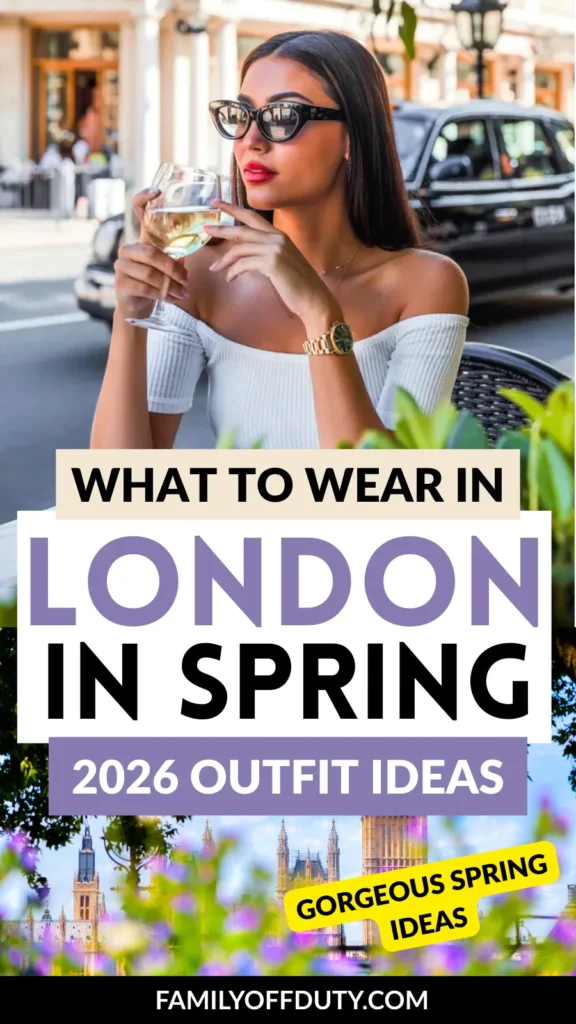 Stylish woman in sunglasses enjoying a drink, showcasing trendy outfits for London spring 2026.
