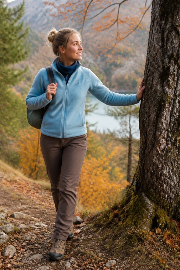 blue fleece hiking gear