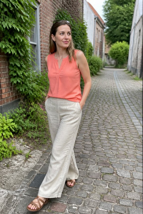 bright coral summer outfit