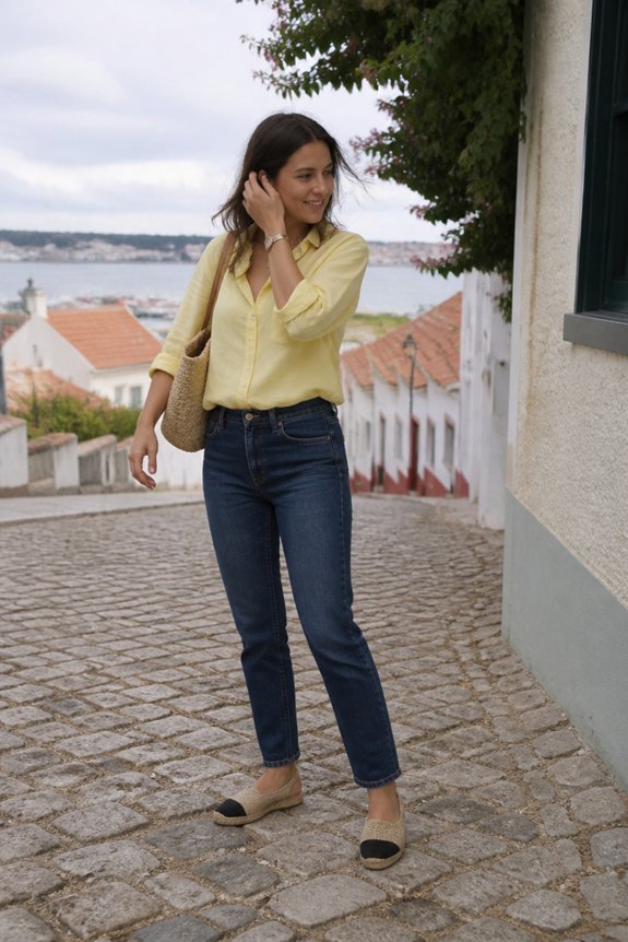 bright yellow casual outfit