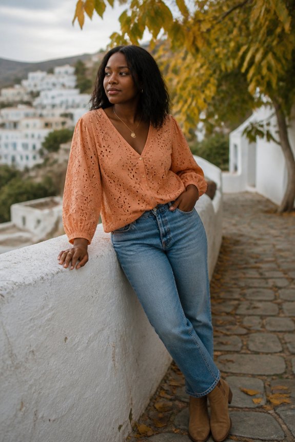 casual apricot jean look