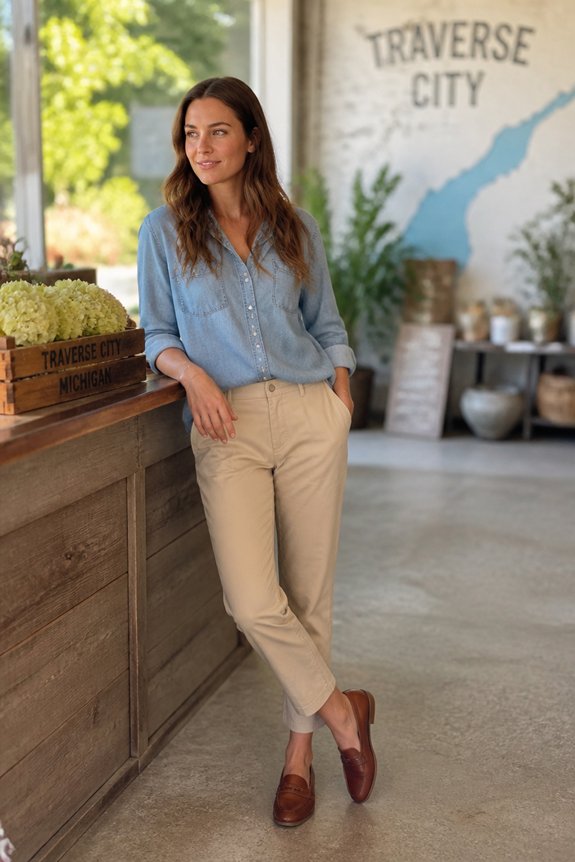 casual blue and beige