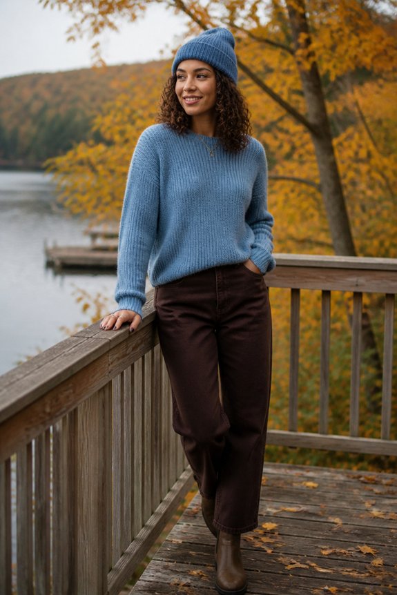 casual blue and brown