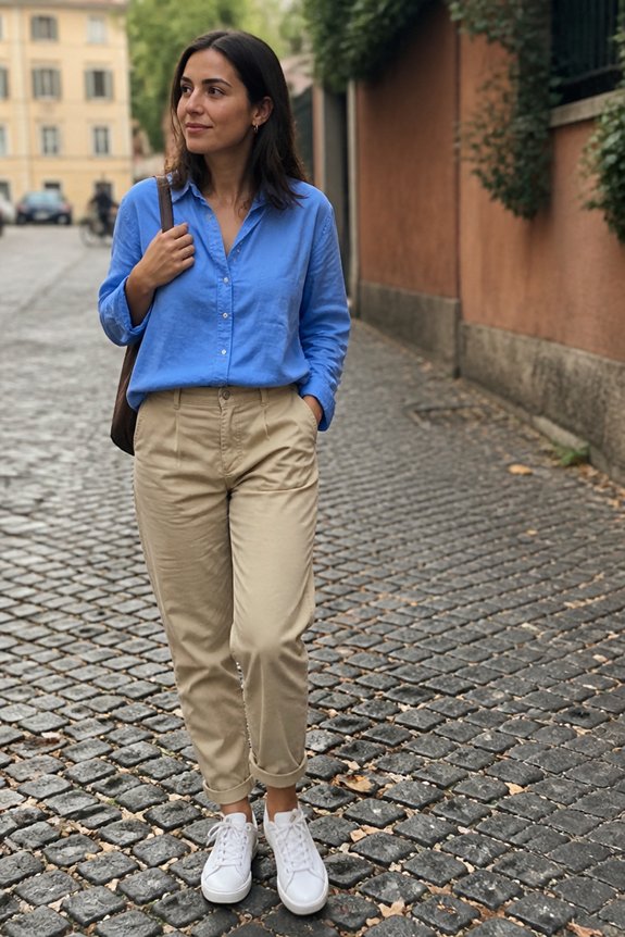 casual blue chino outfit