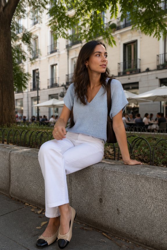 casual blue knit ensemble