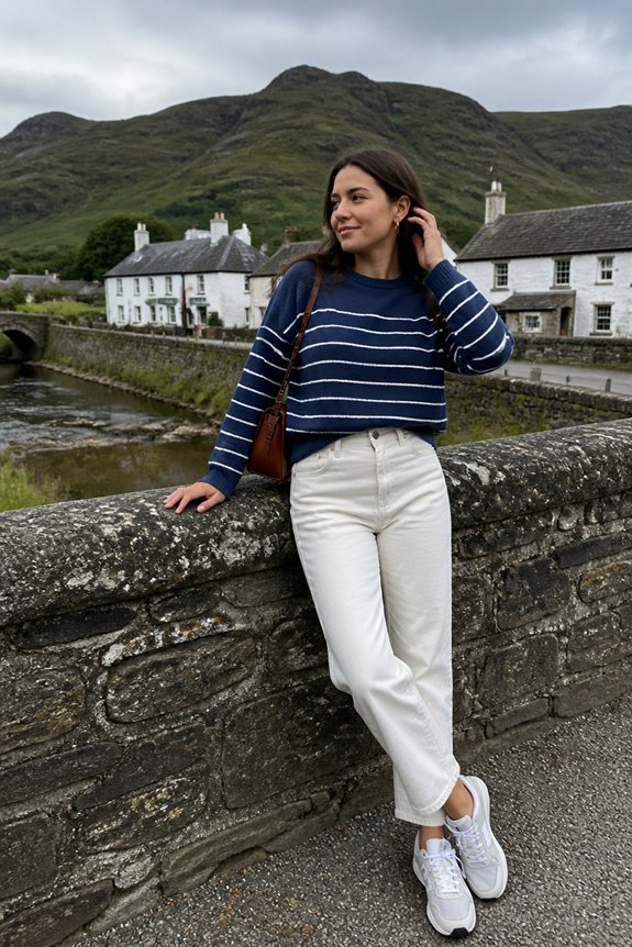 casual blue striped outfit