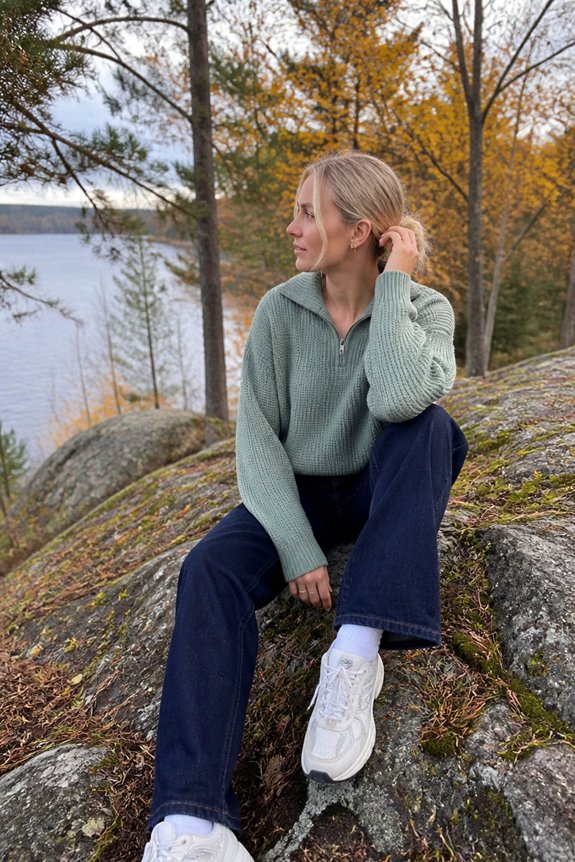 casual cozy layered outfit
