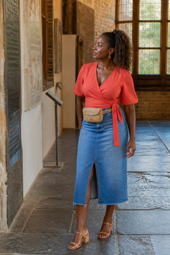 casual denim waist tie