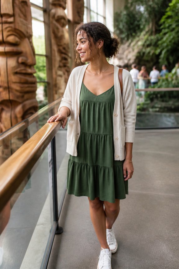 casual green dress outfit
