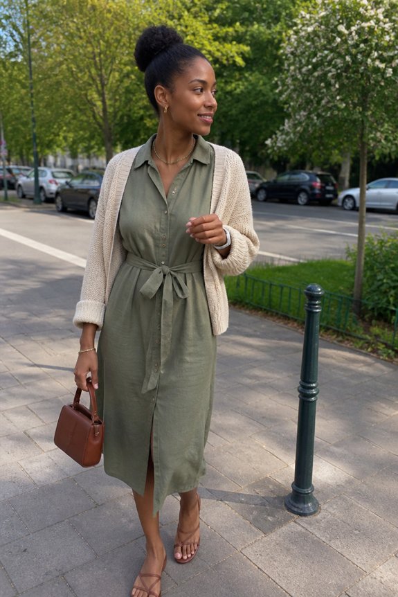 casual green layered outfit