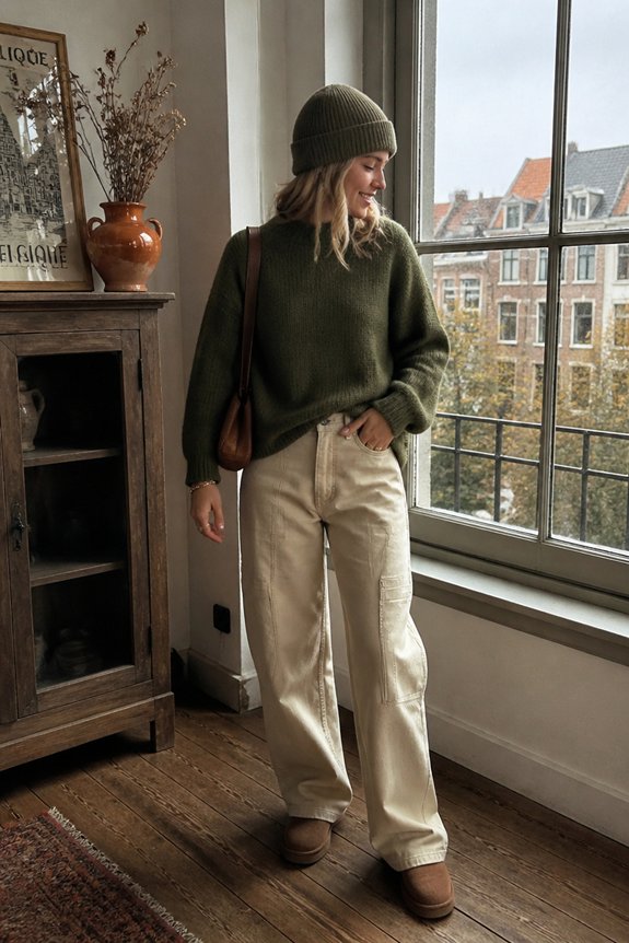 casual green layered outfit