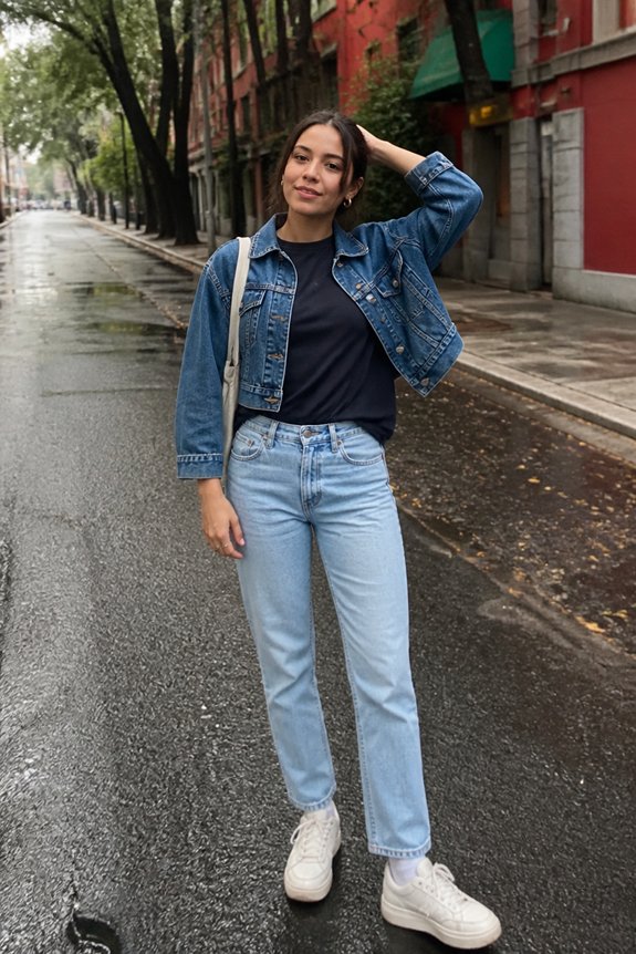 casual navy denim outfit