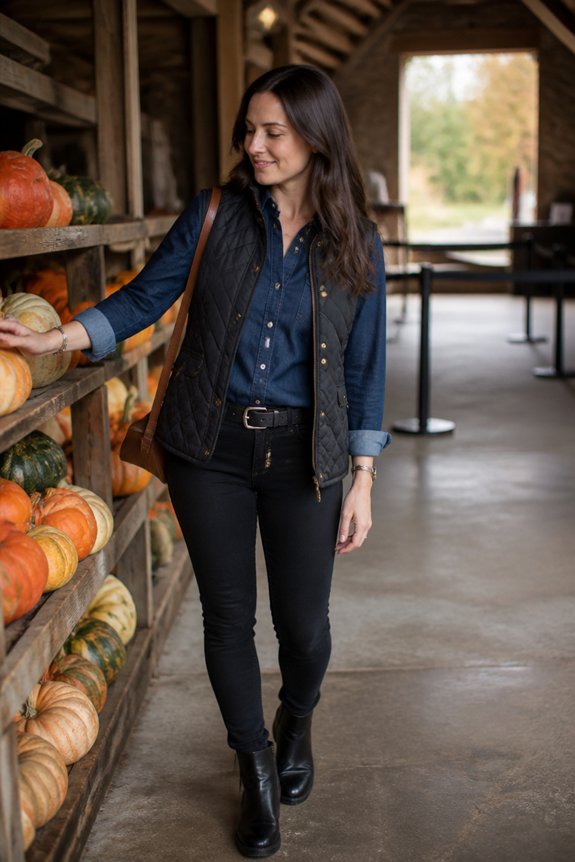 casual navy denim outfit