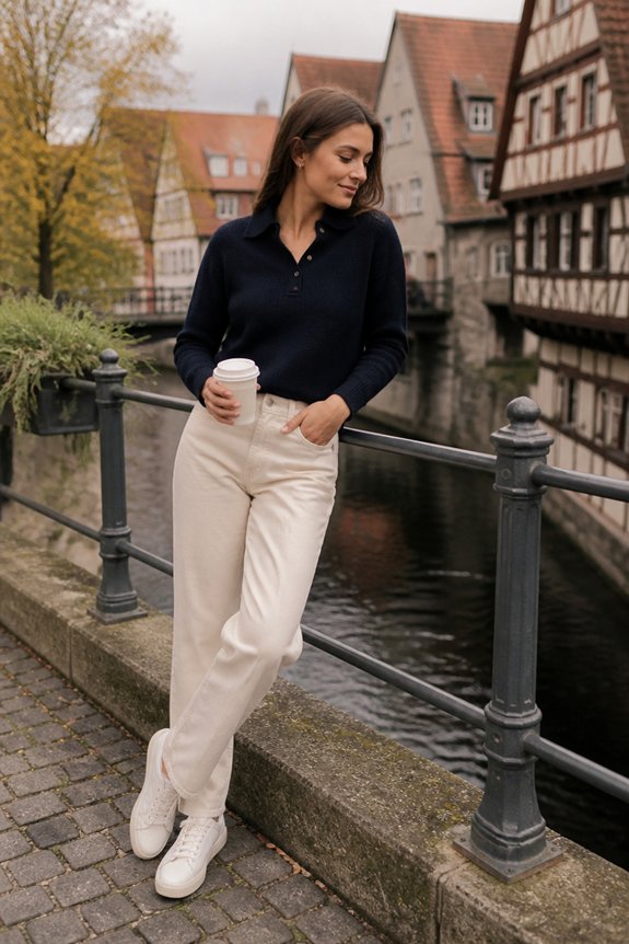 casual navy jeans sneakers